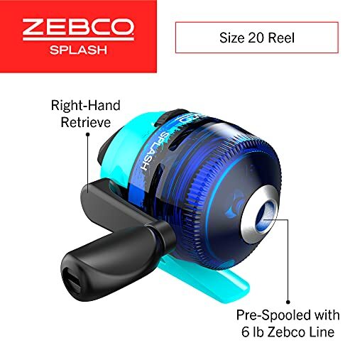 Zebco Kids Splash Jr.Spincast Reel 4-Foot 2-Piece Fishing Pole Size 20 Reel Blue