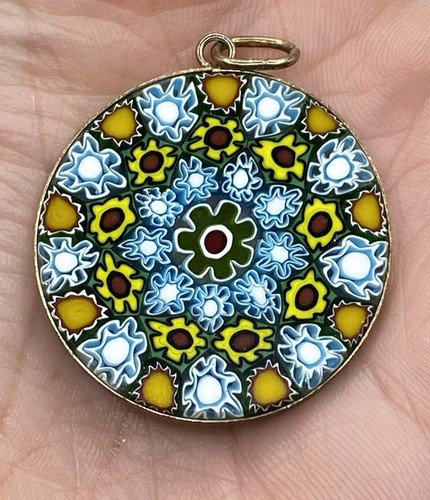 MURANO GLASS COLORFUL MOSAIC ROUND PENDANT