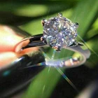 3 Ct Round Cut Real Moissanite Solitaire Engagement Ring 14K White Gold Plated