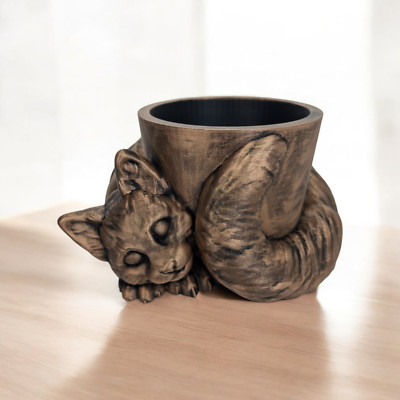 Sleeping Cat Plant Planter Pot - Kitty Decor - Gift for Cat Lovers - Pillow Tray
