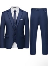 Men's 3 Piece Slim Fit Suit Set Two Button Blazer Jacket Vest Pants Tuxedo Set