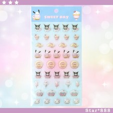 Sanrio Stickers Sheets 3D Raised Hello Kitty Cinnamoroll Kuromi Pompompurin Poch