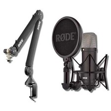 Rode NT1 Signature Series - Black Condenser Microphone with Rode PSA1 Boom Arm