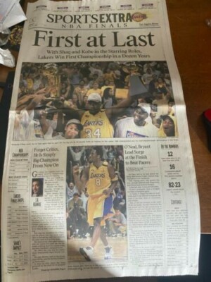 2000, 2001, 2002 Los Angeles Lakers L.A. Times Full Newspapers NBA