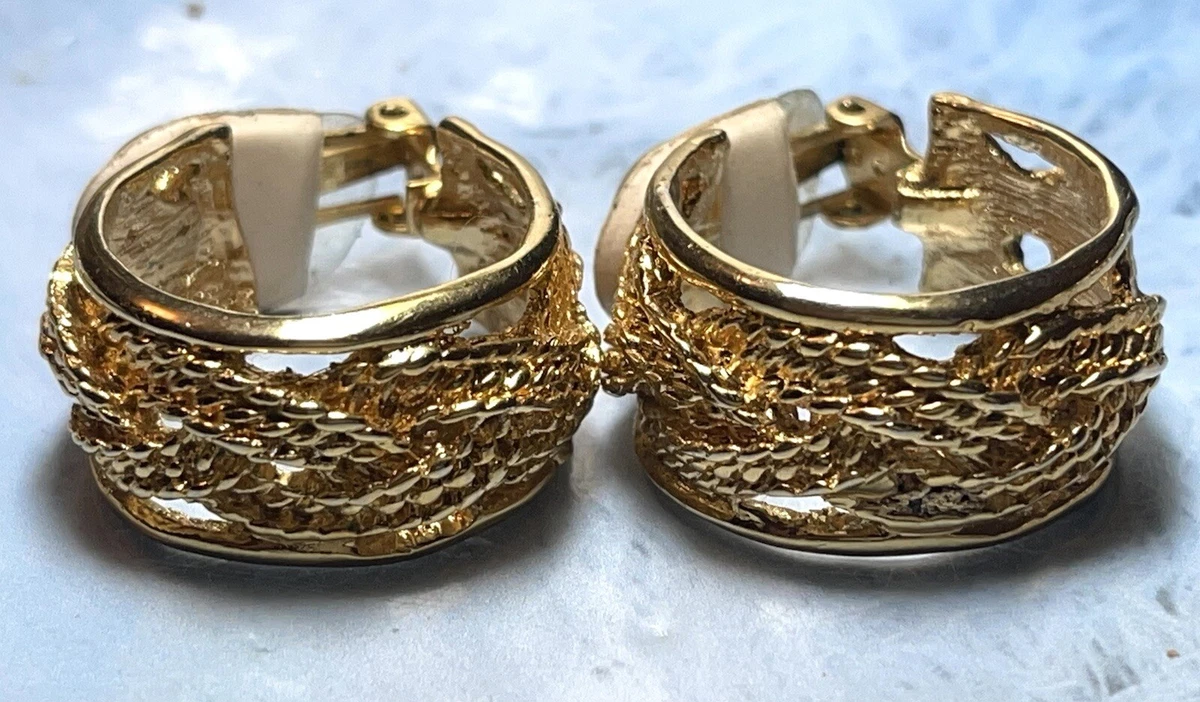 Chunky gold hoop sale clip on earrings