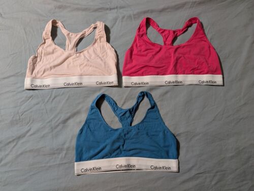 Lot of (3) Calvin Klein Womens L Modern Cotton Racerback Wireless Bralette F3785