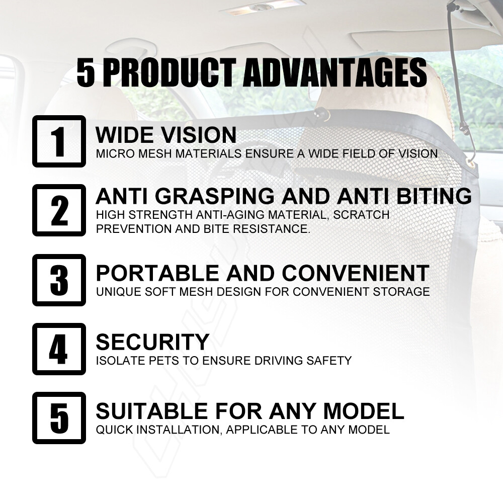 Car SUV Dog Barrier Guard Mesh Pet Travel Safety Protection Net Guard Adjustable