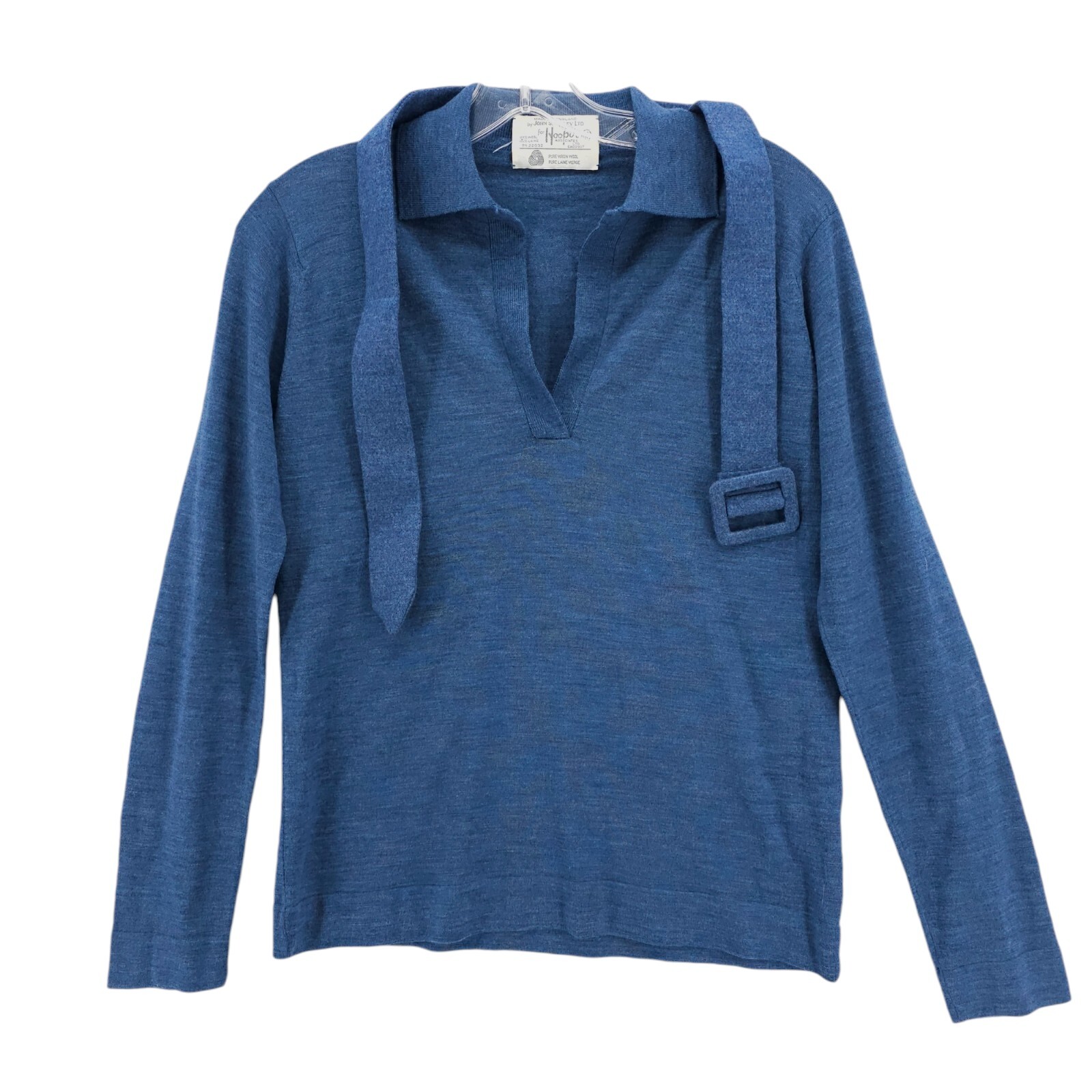 John Smedley, John Smedley Hooper maglione vintage blu erica 100% lana cintura UK 10 - US 6