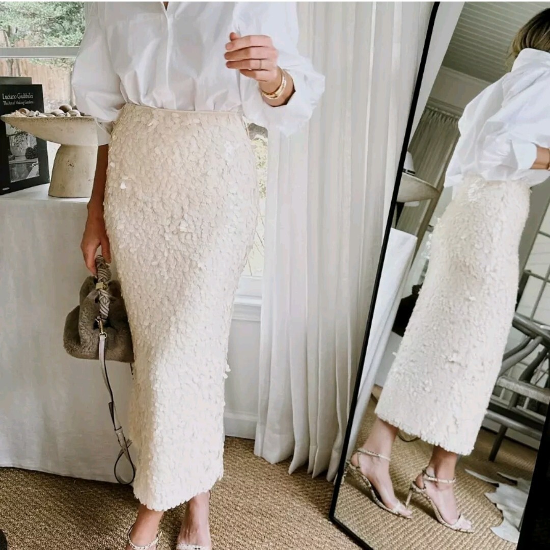 White Long Skirt H&m H&M HM Limited Edition Midi Pencil LACE