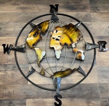 Globe Compass Metal Wall Decor 26" Diameter