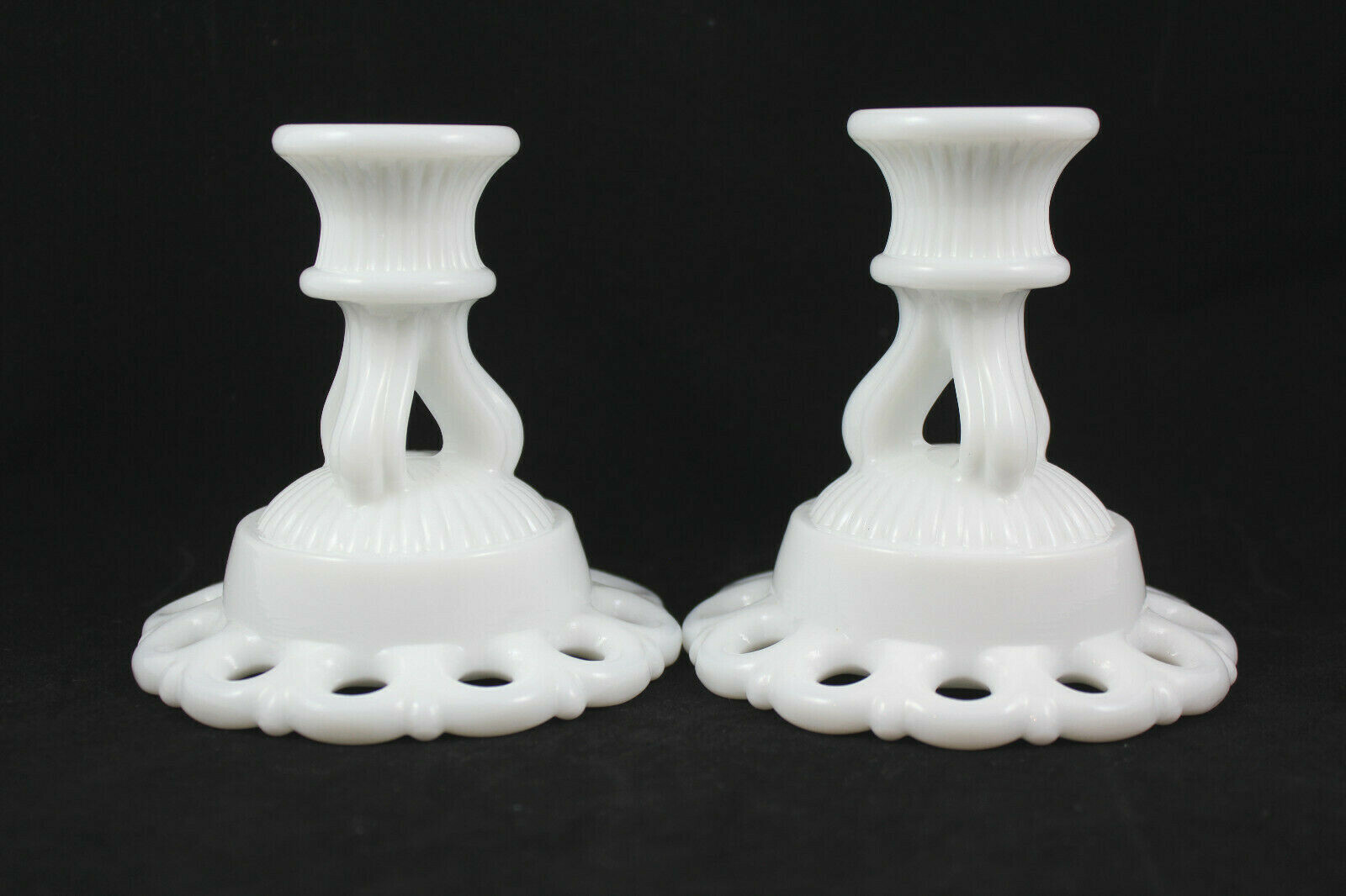 Vintage Westmoreland Milk Glass Doric Candle Holders 4.25 Inches Tall-image