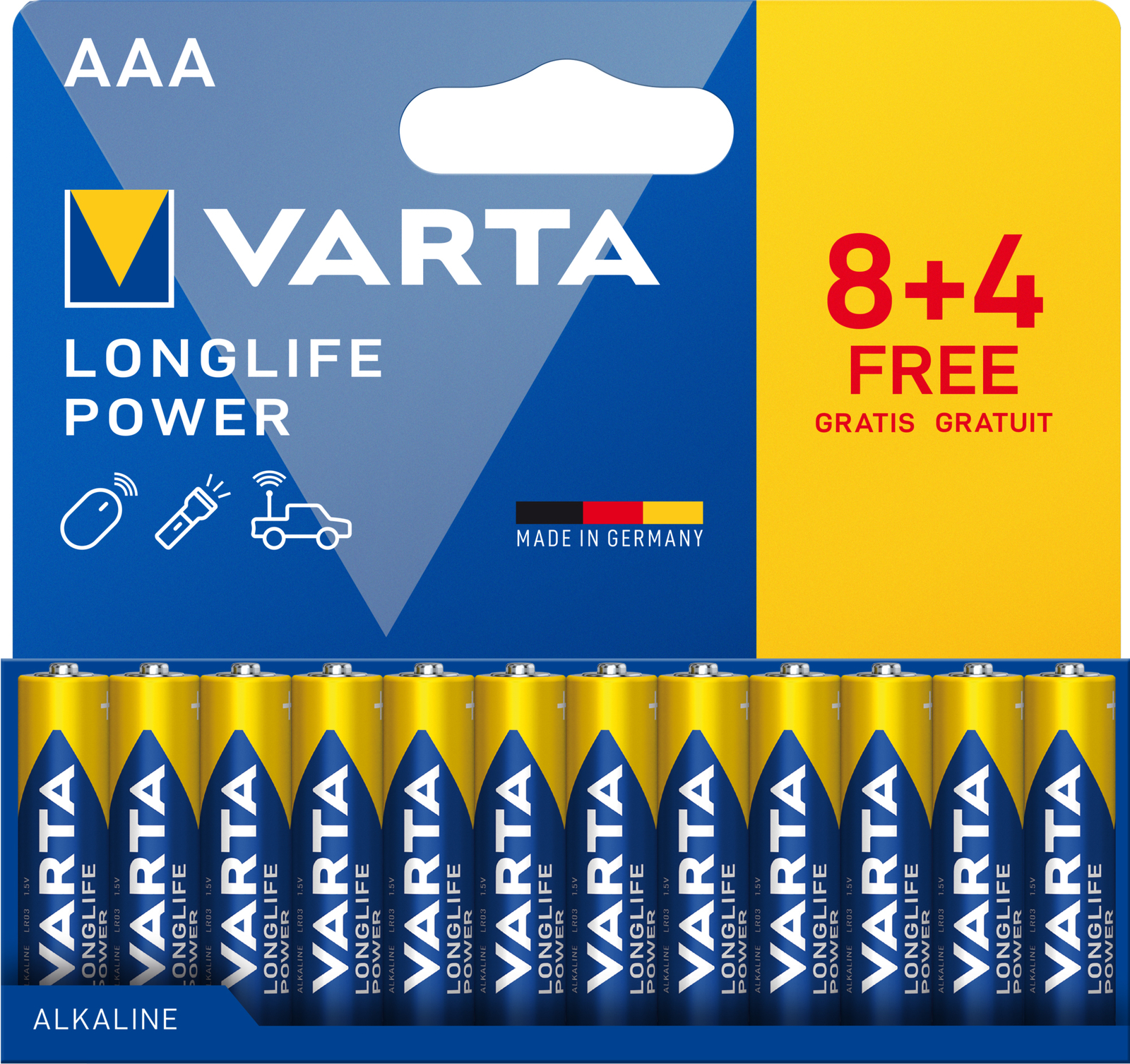 Confezione 12 Batterie Varta Longlife Power Ministilo AAA