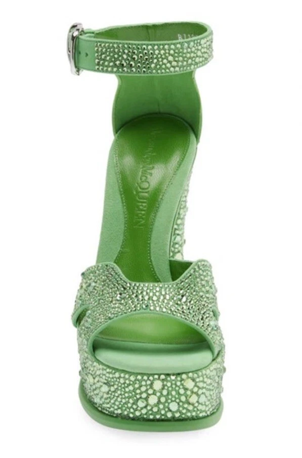 Sandalias Alexander McQueen Verde Cristal Plataforma Mariposa NUEVAS $1990 Talla 37 Foto 3 de 4