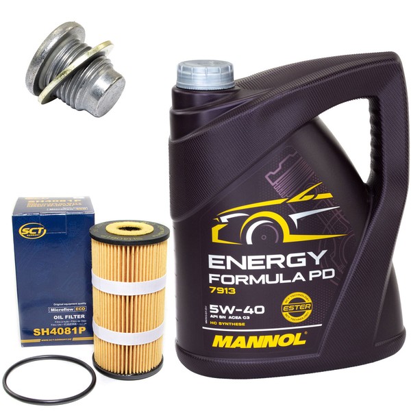 MotoröL Set 5W-40 5 Liter + ÖLfilter Sh 4081 P + Schraube FüR Opel Movano B 2.3-image