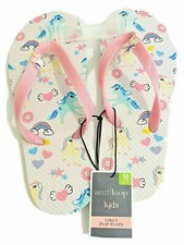 Girl's UNICORN Sandals Flip Flops Size M 2/3 FUN CUTE Rainbows Hearts New