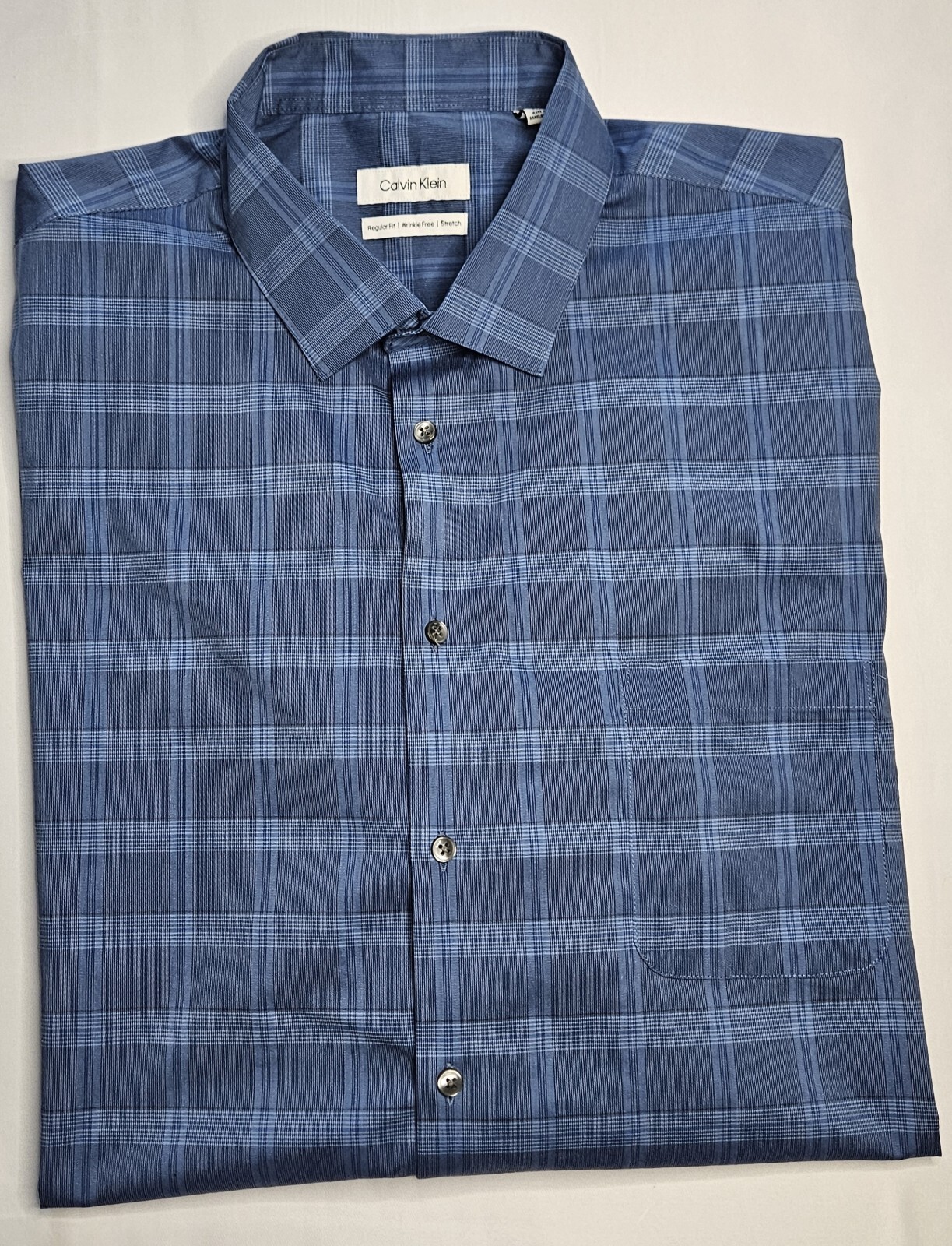 Mens Calvin Klein Long Sleeve Plaid Button Up Shirt Size 18 18 1/2 34-35 XXL