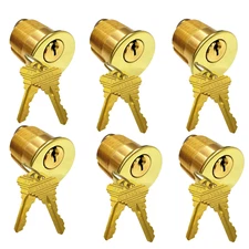 6PCS Brass Mortise Door Replacement Cylinder Lock 1-1/4"SC1 Keyway Lock Cylinder