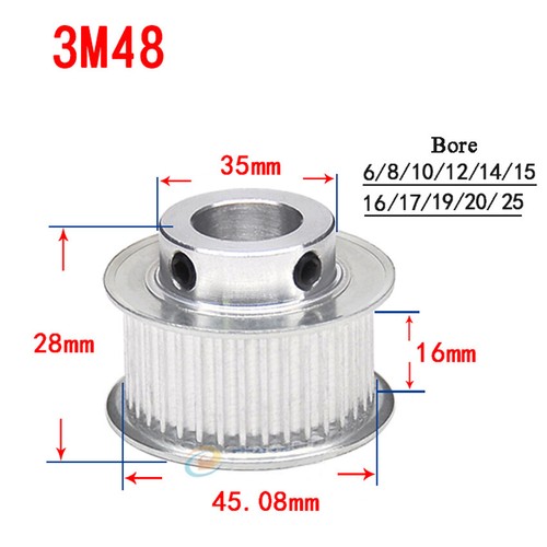 HTD-3M 12T-60T Timing Belt Pulley Pitch 3mm With Step Drive Pulleys Width 16mm - Picture 30 of 32