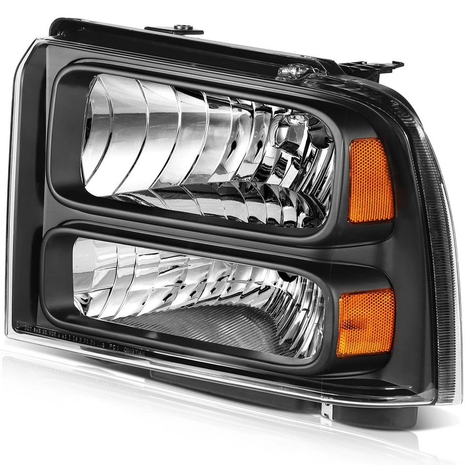 Conjunto de faros negros lado conductor y pasajero para Ford F250-F450 2005-2007 Foto 3 de 4