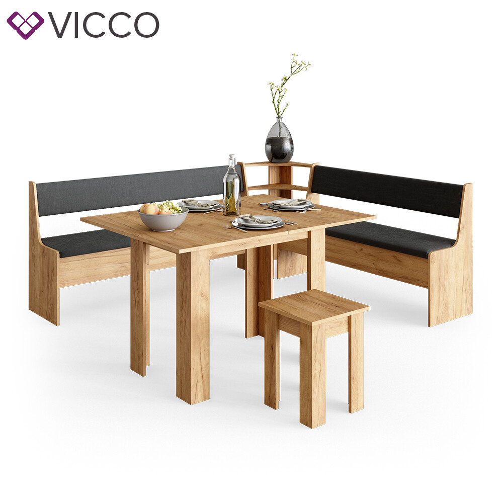 Vicco Banc d'angle Roman, Chêne de Force doré, 166.6x41