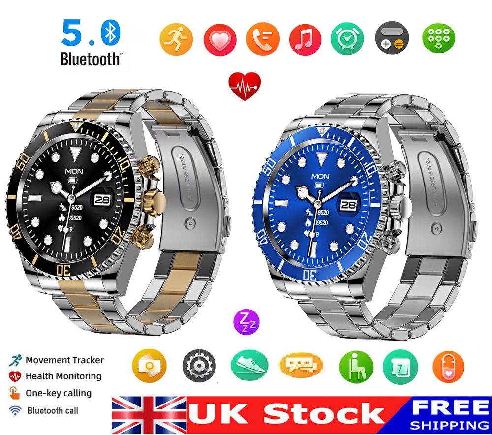 Smart Watch For  Men Bluetooth Call Blood Pressure Heart Rate Fitness Tracker UK