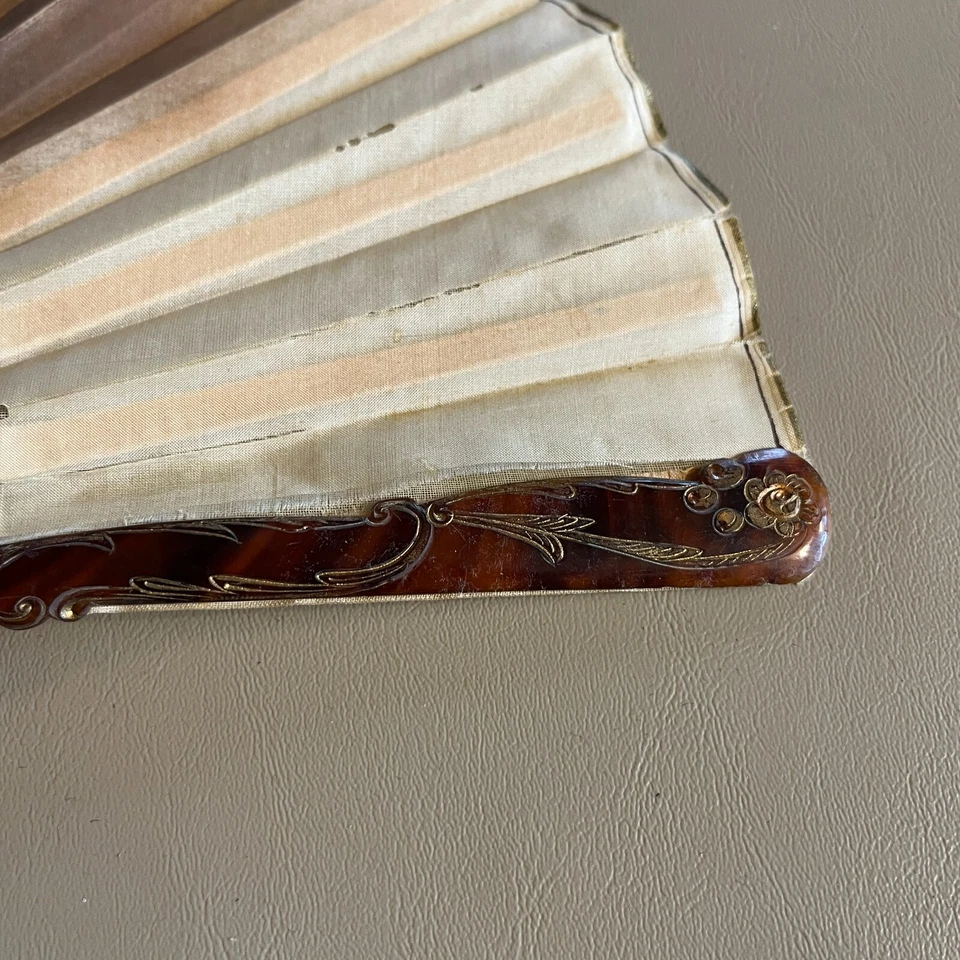 Ventilador de mano vintage de plástico y papel plegable 1920-1930 floral Japón antiguo Foto 3 de 4