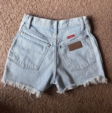 VTG 80s Deadstock Wrangler Cut-Off Denim Shorts Western Size 0