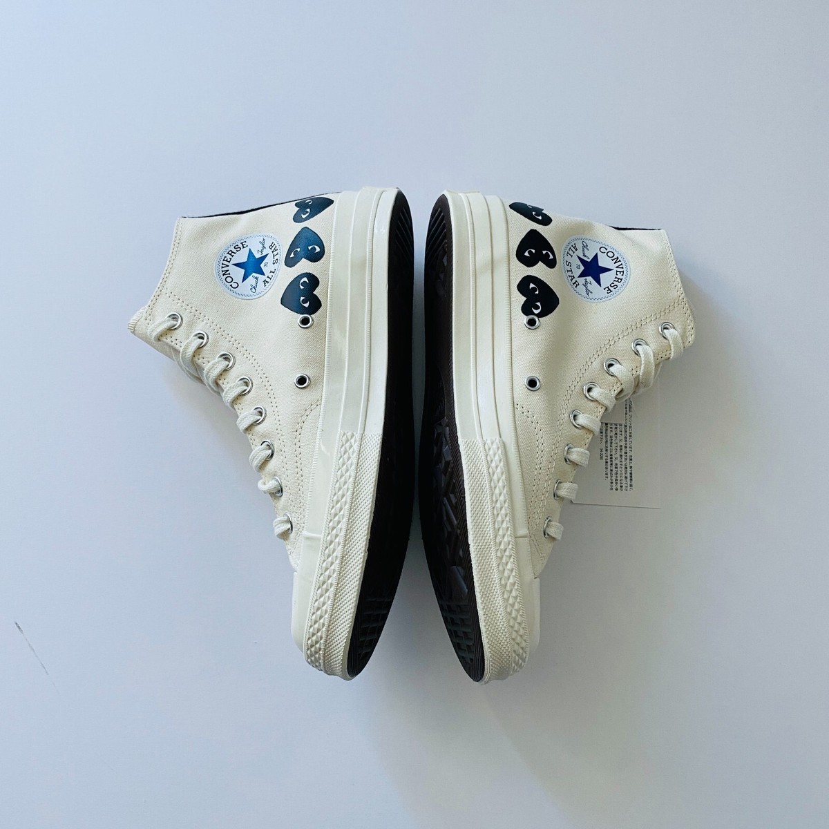 COMME DES GARCONS CDG PLAY CONVERSE WHITE HI MULTI BLACK COMME DES GARCONS CDG PLAY CONVERSE WHITE HI MULTI BLACK