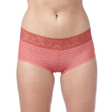 No Boundaries Women's Micro W Lace Boyshort Panties Size X-SMALL Clay Brick Dot