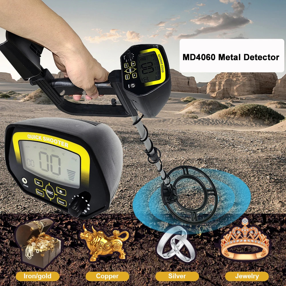 Détecteur de métaux MD-4060 haute sensibilité avec écran LCD et mode discrimination