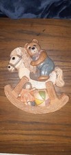 Vintage 1986 Frankie's Designs Children's Wall Decor Teddy Bear On Rocking Horse