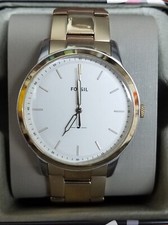 New Authentic Fossil The Minimalist 3H White Dial Two-Tone Men's Watch FS5441