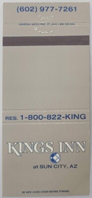 Universal Matchbook Cover Kings Inn Sun City AZ Fitzgeralds Bentleys Sipats 