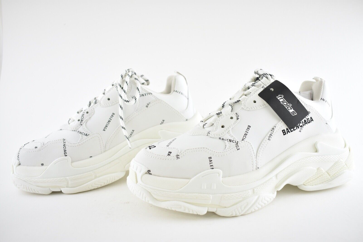 Balenciaga Triple S Sneaker Black White All Over Logo Platform