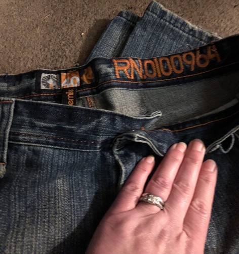 Pantalones de mezclilla holgados de pierna ancha bordados Y2K talla 40 Akademiks hip hop - Streetwear estilo - Imagen 5 de 10