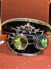 Steam Punk Sequin and Rhinestone Rave Captain Halloween Costume Hat orig. 65