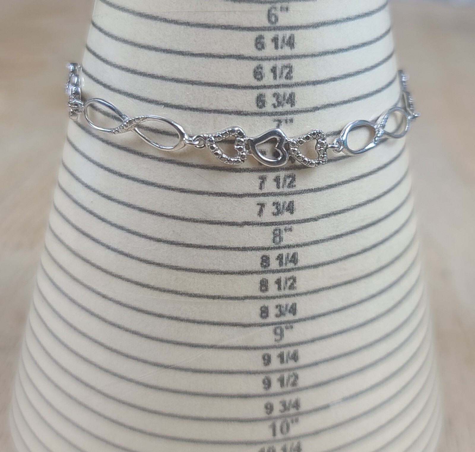 Sterling 925 Solid Silver Heart Infinity Chain Br… - image 16