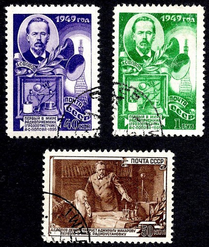 Russia #1352-1354, CTO -1949- Popov and Makarov - Complete Set - CV=19.50