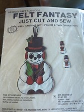 Vintage new in package felt fantasy cut and sew kit Mr Snowman Ornament