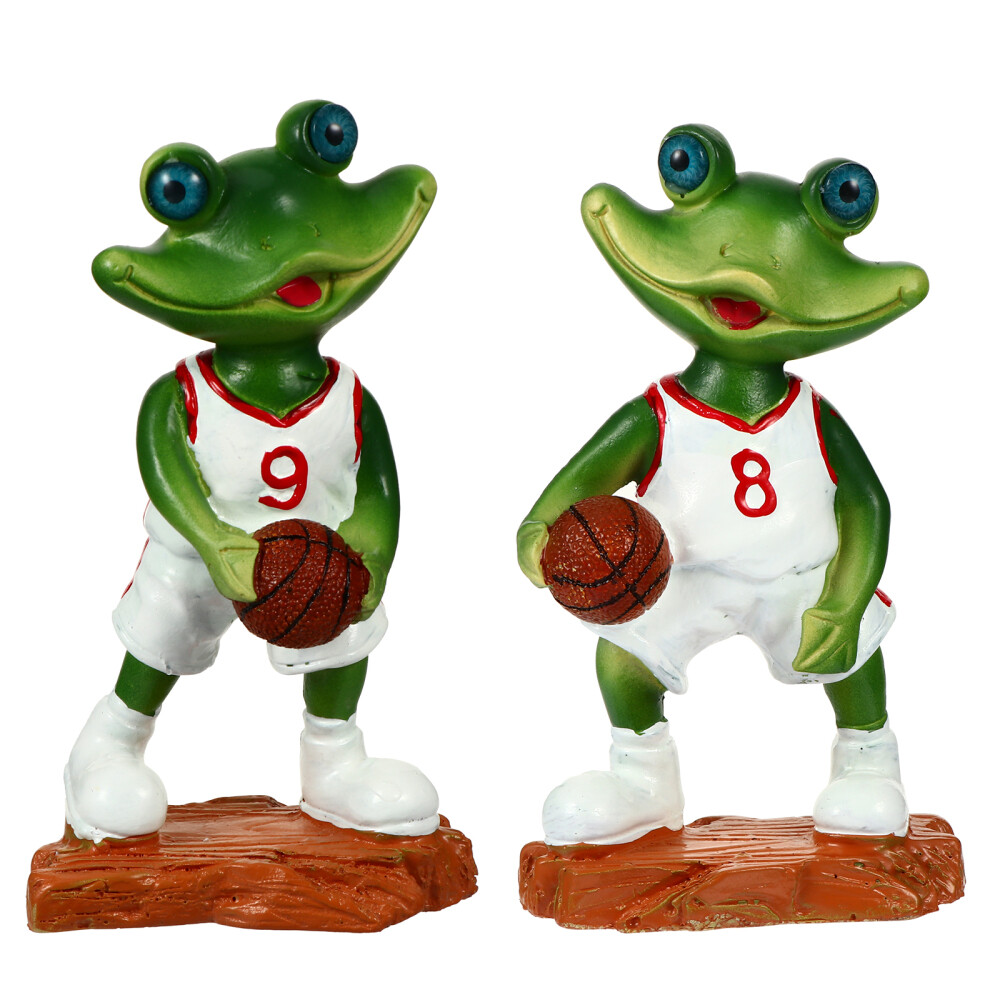 2 Pcs Decor Frog Ornaments Basketball Frogs Figurines Couple Lovers