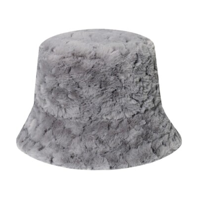 Gray Fluff Faux Fur Bucket Hat Grey Faux Fur Bucket Hat for Winter Warmth - Etsy main image 4