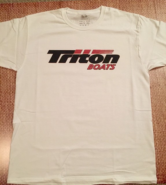 TRITON BOATS TShirt WHITE MEDIUM W/FREE Sticker DECAL YOU GET 2 Bass