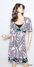 New Tahari Stretch Jersey V-Neck Knee Dress Top Shirt Blouse Tunic ~Multi Floral