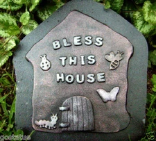 Fairy door mold bless this house plaster cement mold mould 10" x 8" x 3/4" thick