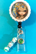 Id badge holder retractable alligator clip Fairy Green