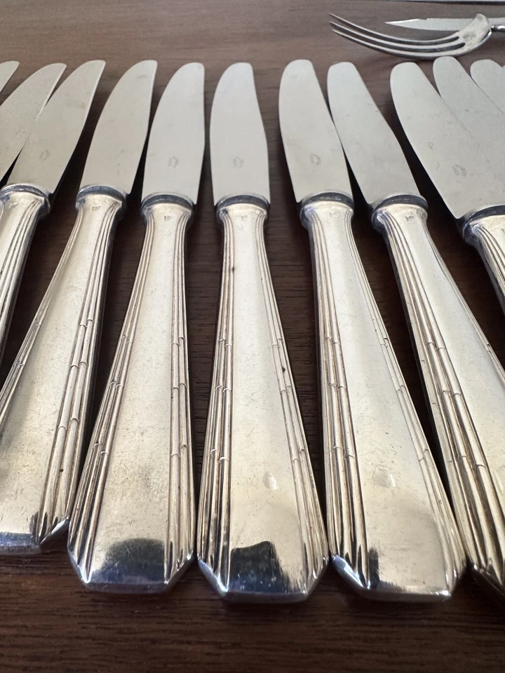 Couteaux Métal Argenté No Ercuis No Christofle Art Deco Vintage  - Photo 2/4