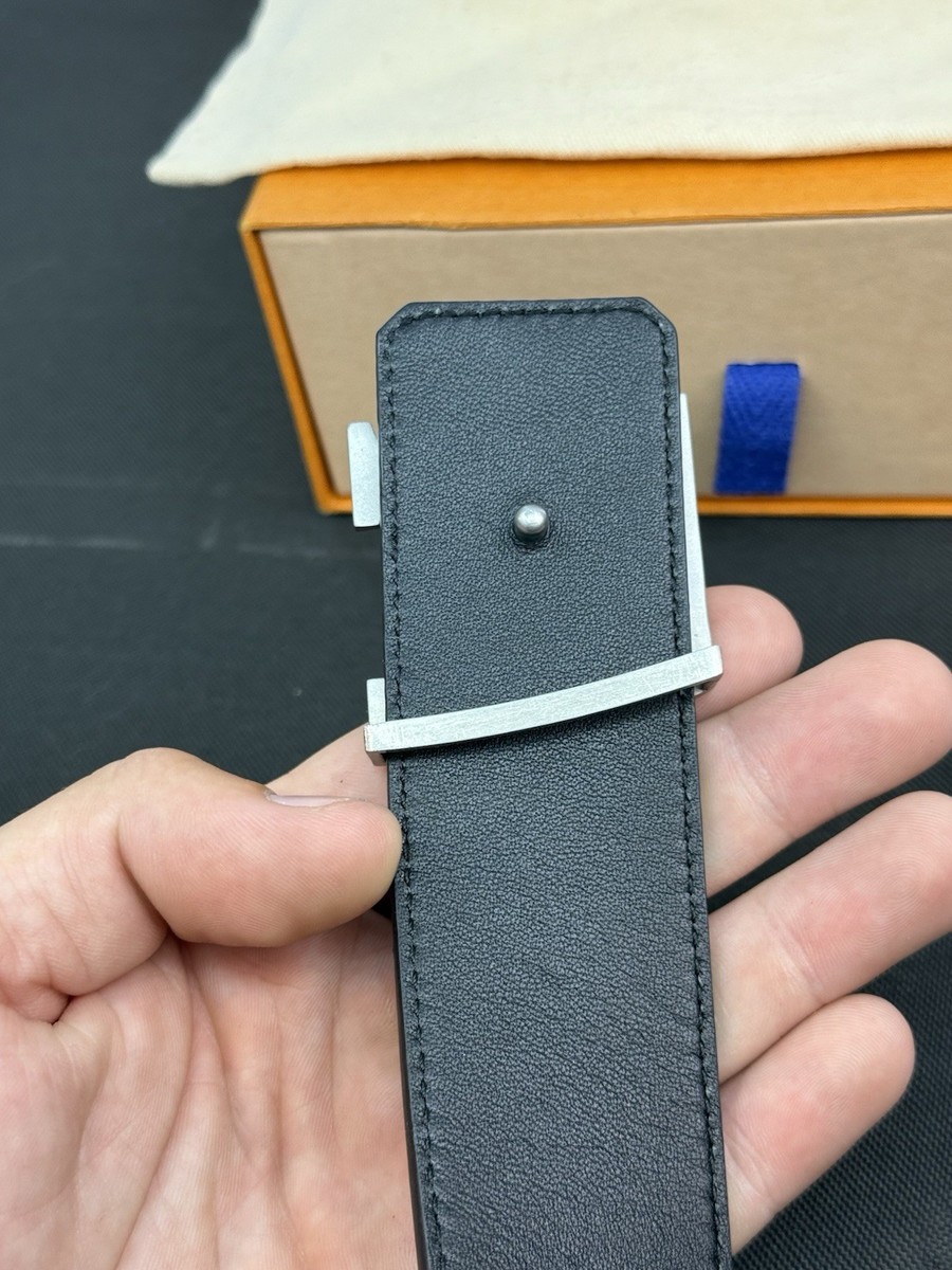 Louis Vuitton Monogram Black Leather Belt with LV Buckle 110/44