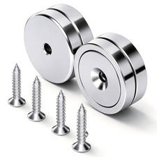 Heavy Duty Neodymium Magnets 100lb Strength With Screws 4 Pack Disc Mounting