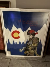 Colorado Firefighters Original Painting Signed by Artist 36x24 Inches Framed