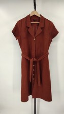 Quince Women 100% European Linen Button Front Mini Dress Chocolate S
